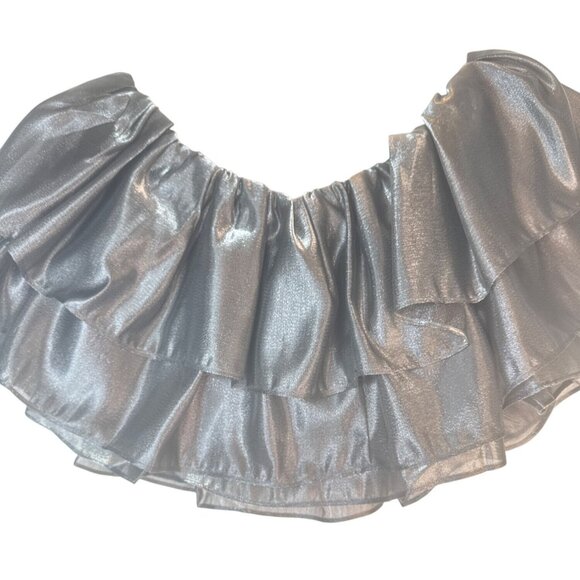 NWT Choosy Small Off-Shoulder Ruffle Crop Top Polyester Spandex Blend - Picture 9 of 13